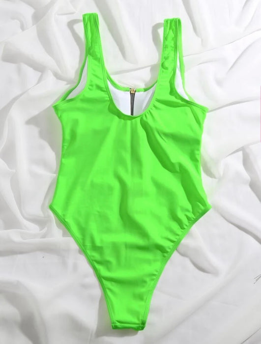 Neon Zipper One piece swimsuit