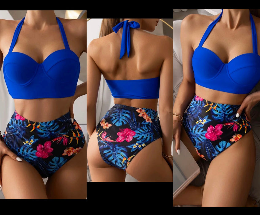Blue tropical swimsuit
