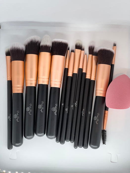 Pink Royal 14 pcs brush makeup set 1 sponge makeup &1 makeup bag