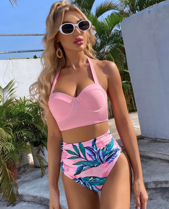 Pink candy tropical swimsuit