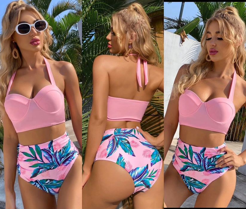 Pink candy tropical swimsuit