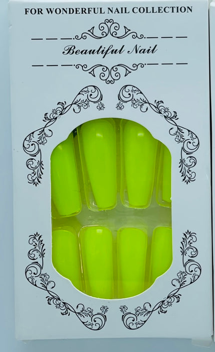 Neon yellow  1 package 24 pcs fake nails