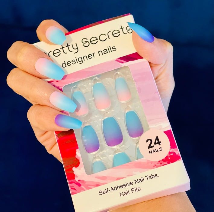 Oceans blue 1package 24 fake nails