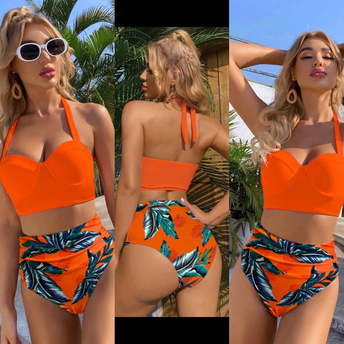 Orange tropical Bikini swimsuit