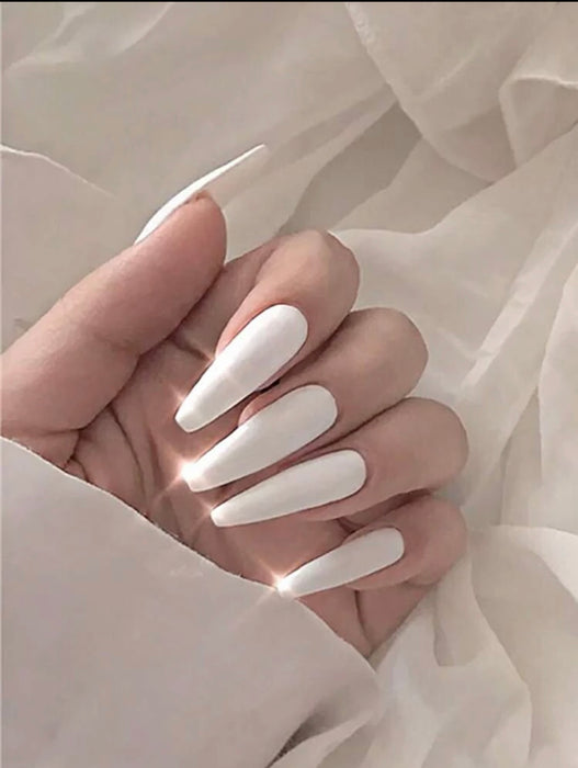 White fake nails 24 pcs package