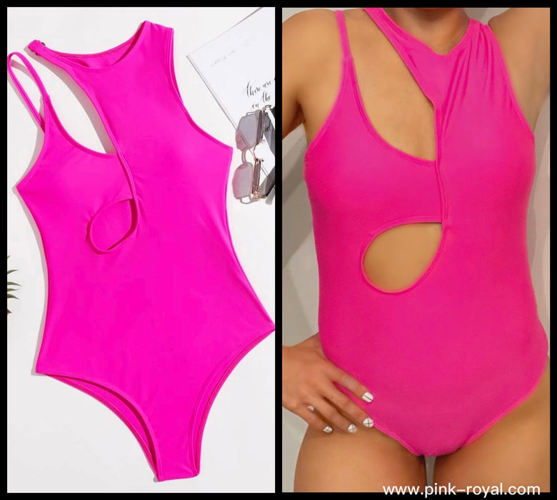 Hot pink one piece swimsuit