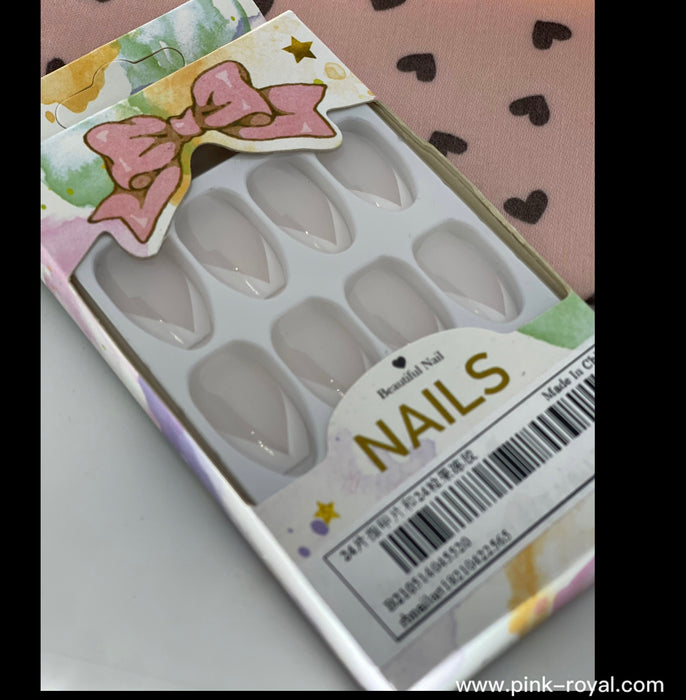 White transparent fake nails mat color