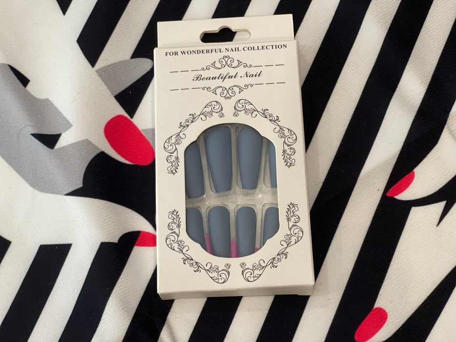 Grey fake nails mat color
