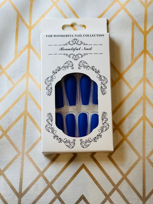 Bleu 1 paquet 24 pcs faux ongles