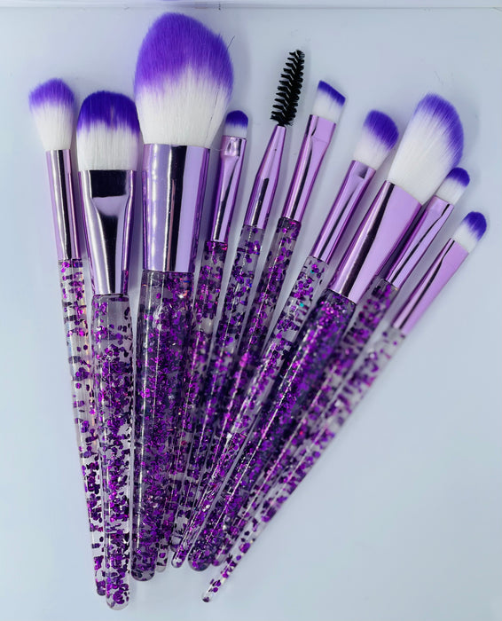 10 Pcs brush makeup set sparkle transparent