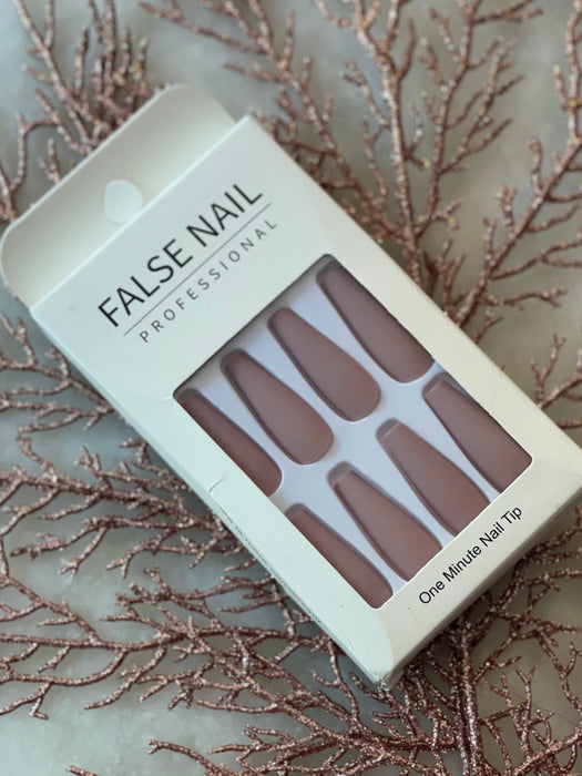 Nude fake nails mat color
