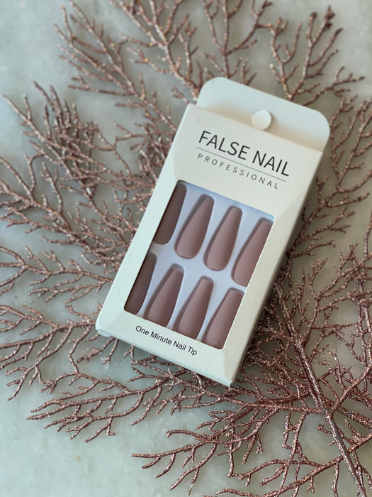 Nude fake nails mat color
