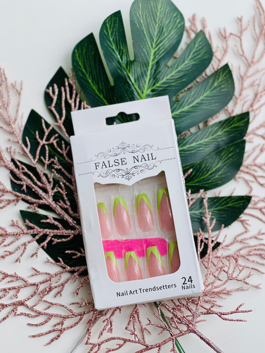 Natural green end 1 package 24 Pcs fake nails